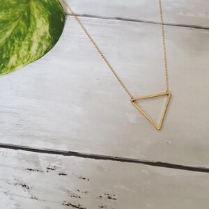 Minimalist Gold Triangle Delicate Gold 16 inch Chain Necklace